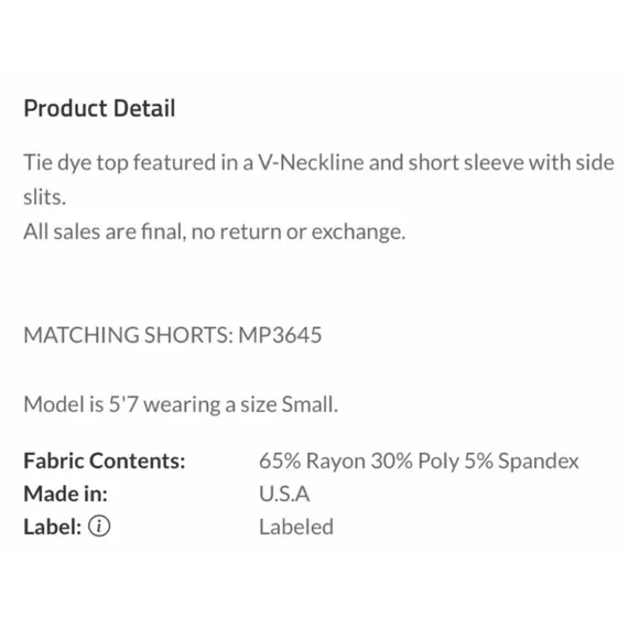 $20 start 34☀️tie dye V neck short set - Picture 7 of 7